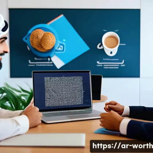 Home 32 가치 제안 캔버스 활용법 - A modern Middle Eastern business team engaged in a collaborative workshop, gathered around a table w...