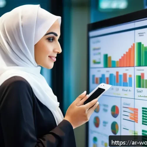 Home 30 B2C 가치 제안의 성공 포인트 - A professional Middle Eastern businesswoman in a modern office setting, analyzing customer behavior ...