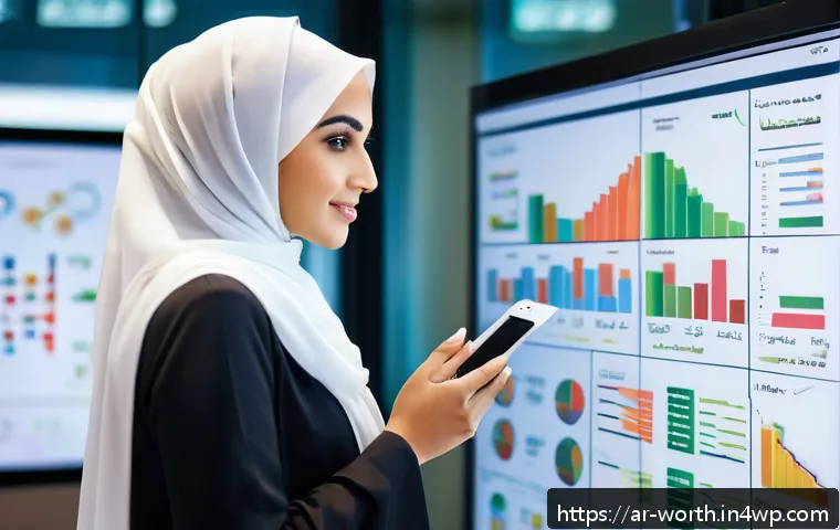 B2C 가치 제안의 성공 포인트 - A professional Middle Eastern businesswoman in a modern office setting, analyzing customer behavior ...